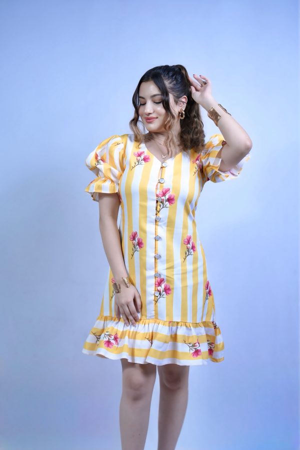 Sunny blossom stripe dress