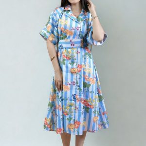 Blue garden stripe dress