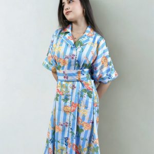 Blue garden stripe dress