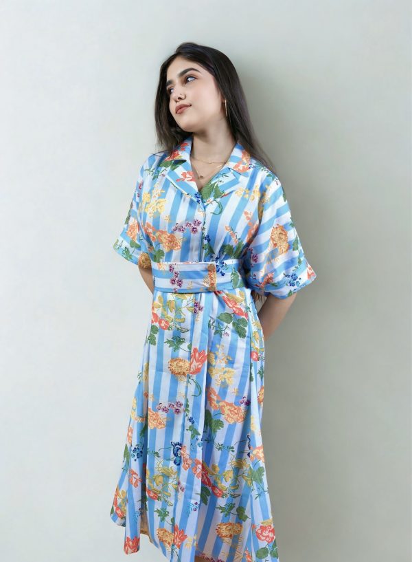 Blue garden stripe dress