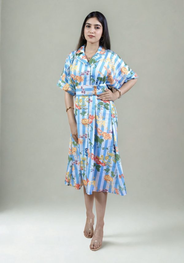 Blue garden stripe dress
