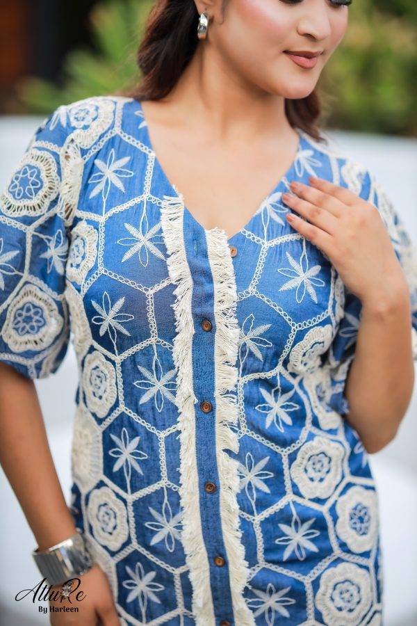 Indigo lace dress
